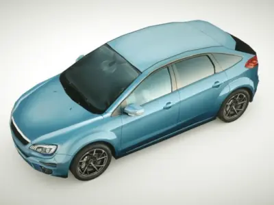 Generic Small City car v5 Low-poly 3D model