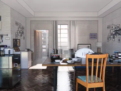 Living room 3D model 9