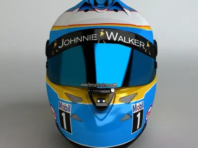 Fernando Alonso 2015 F1 Schuberth Helmet Low-poly 3D model