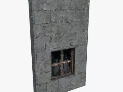 Medieval Stone Window Wall V01 Low-poly 3D model