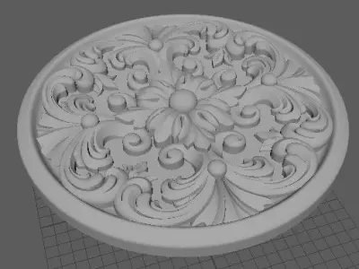 rosette ornately carved plate 3D model