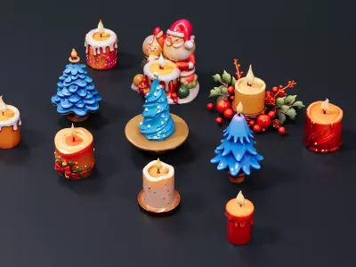 Christmas candle decorations 3D model