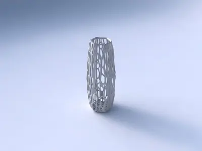 Vase squeezed hexagon with faceted organic lattice 3D print model