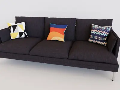 Realistic sofa pillows 3D model