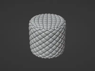 Round tufted ottoman blue fabric 3D model