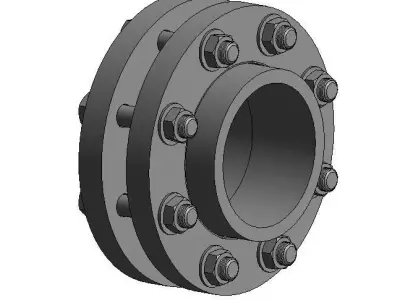 Flange Double  W Bolts W Stub serrated -  Size - 25mm-250mm 3D print model