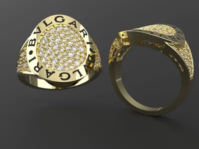 Inspired Gold Ring with Diamonds 3D print model