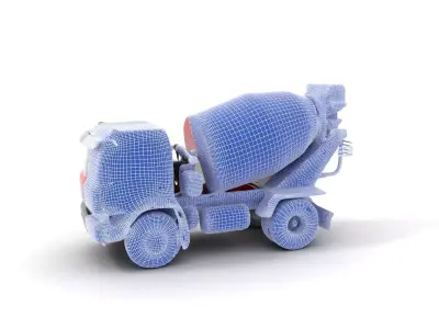 Red Cement Mixer model pack Low-poly 3D model