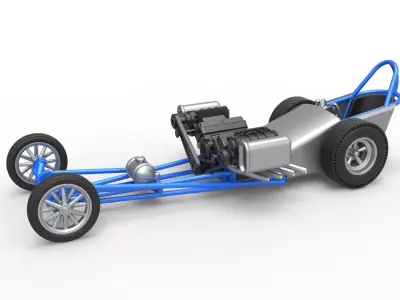 Front engine dragster with double supercharged V8 Scale 1 to 25 3D print model
