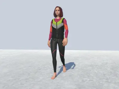 Surf suit Female Avatar Rigged  Low-poly 3D model