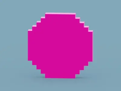Voxel Pink Clock  Low-poly 3D model