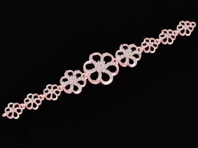 Luxury Floral Diamond Bracelet 3D Model 2442 3D print model