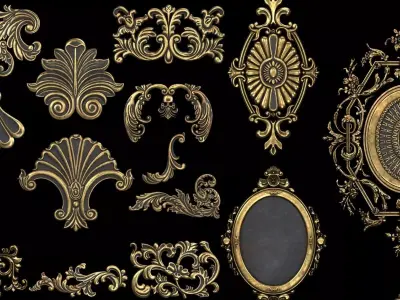 4K 3D ASSETS OF CLASSICAL ORNAMENTS  Low-poly 3D model