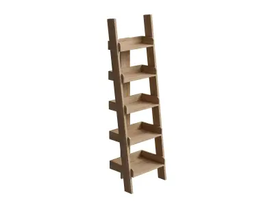 Narrow Ladder Oak Effect Shelf Low-poly 3D model