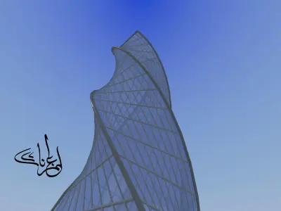 The Twisted tower of Riyadh Low-poly 3D model