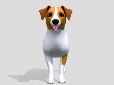 Cartoon Dog - Jack Russell Terrier Low-poly 3D model