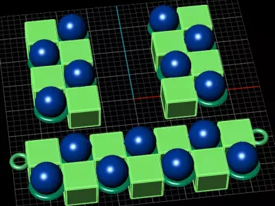 pearl jewelry set earring and pendant 3D print model