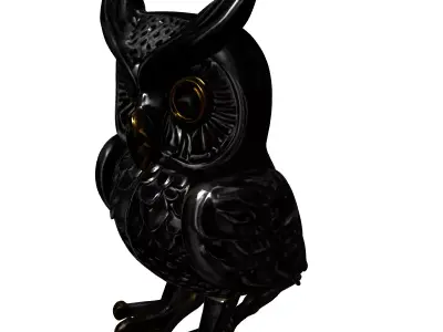 Elegant Metallic Owl Decorative Sculpture Low-poly 3D model