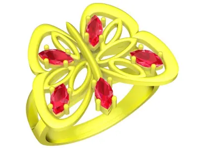 Luxury Butterfly Gemstone Ring 3D Model for Fine Jewelry 5285 3D print model