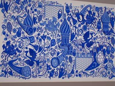 Russian geometric tile ornament decoration 3D model