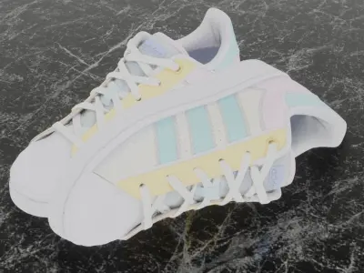 Adidas 3D Shoes - White SuperStar Series Low-poly 3D model