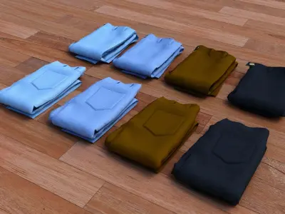 Textured Folded Jeans 3D model