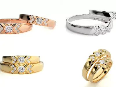 X-Pattern Diamond Ring Design Luxury Detailed Band 3DM and STL  3D print model