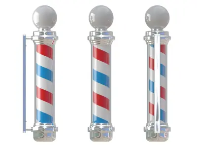 Barber Shop Pole White And Black 3D model