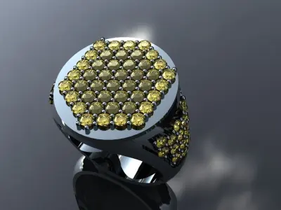 Mens Size 9 Diamond Ring Gold Silver Platinum Gemstone Jewelry 3D print model