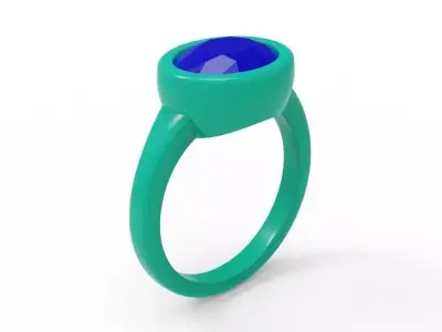Oval diamond ring  01 3D print model