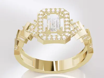 Jewelry Diamond Ring Model RG60 Free 3D print model
