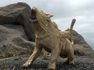 Alien Creature - Female Lion Low-poly 3D model