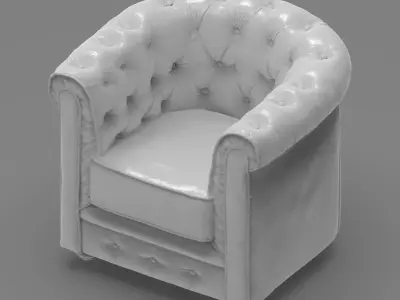 Luxury Distressed Chesterfield Armchair Miniature Scalable  3D print model