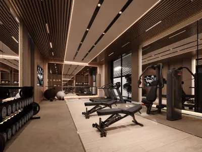 Luxury Home Gym Interior Villa Private Fitness 3Ds Max 3D model