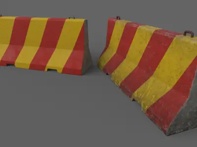 PBR Concrete Barrier V1 Low-poly 3D model