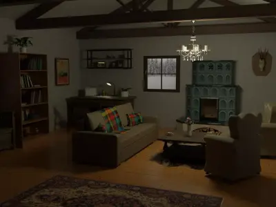 old living room Free 3D model