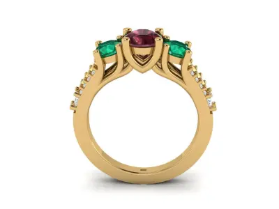 3 Stone Engagement Ring 3D print model