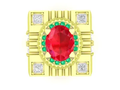 Luxury Square Mens Statement Ring  3831 3D print model