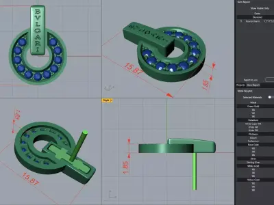 BVL Earring Studs or Necklace  with full pave diamonds 3D print model