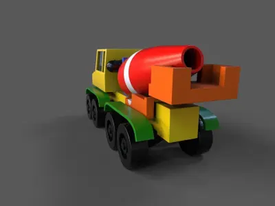 Toy Concrete Mixer Truck Low-poly 3D model