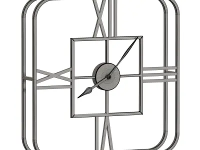 WALL CLOCK METAL SQUARE CHROME 3D model