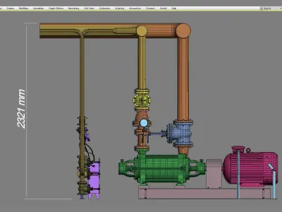 Multisection centrifugal  water pump Low-poly 3D model