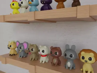 BABY ANIMALS Low-poly 3D model