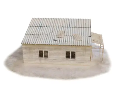 Abandoned building shop old house Low-poly 3D model