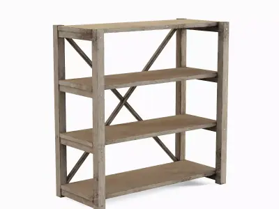 Wide Pottery Shelf 02 Low-poly 3D model