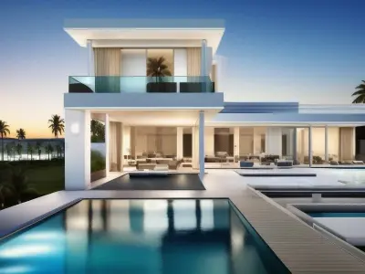 Luxury Oasis - Stunning Mansion with Pool Low-poly 3D model