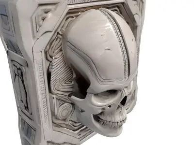 Alien Skull Ancient SciFi Relief Low-poly 3D model
