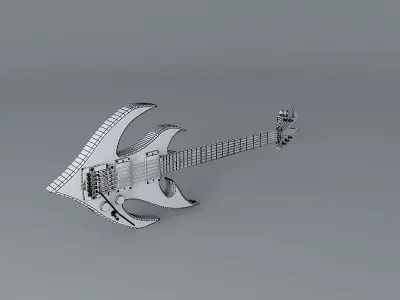 Flaming guitar Free 3D model