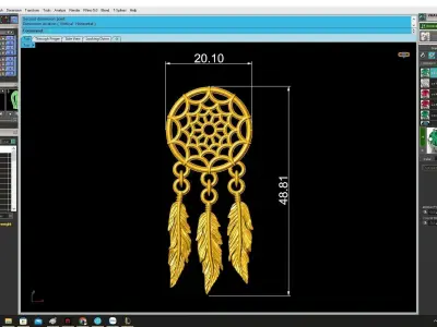 Luxury Dreamcatcher Feather Pendant Jewelry Design 4202 3D print model
