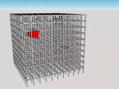 fsadaa tall building with box in middle 3D model